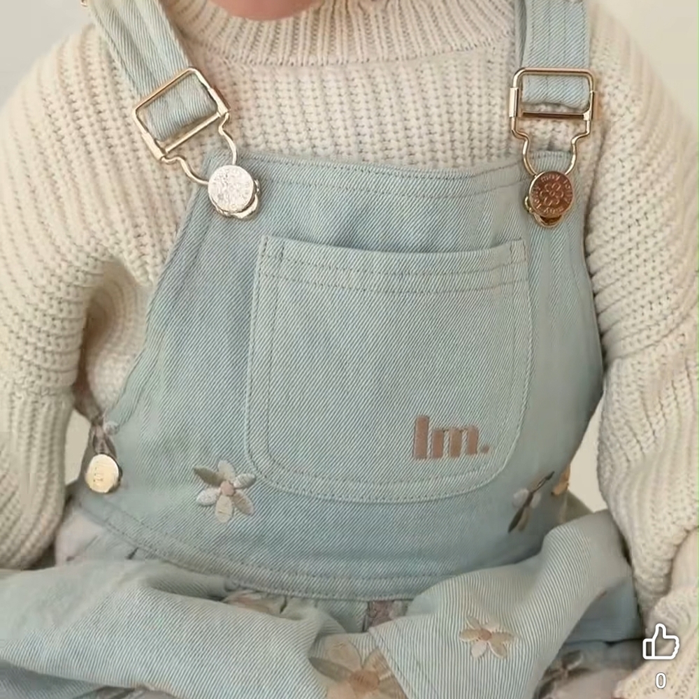 Lolly May Daisy Denim Bubble Overalls Sz 5 - Picture 4 of 5